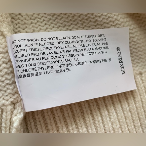 NWT Theory Cream Cable-Sleeve 100% Cashmere Pullover Sweater Size Large Petite - Picture 10 of 15